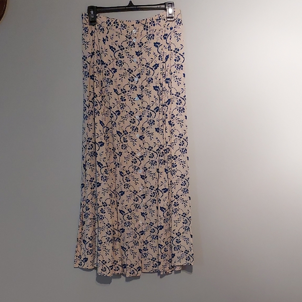 Woolrich Floral Blue and Cream Women's Skirt Size Large